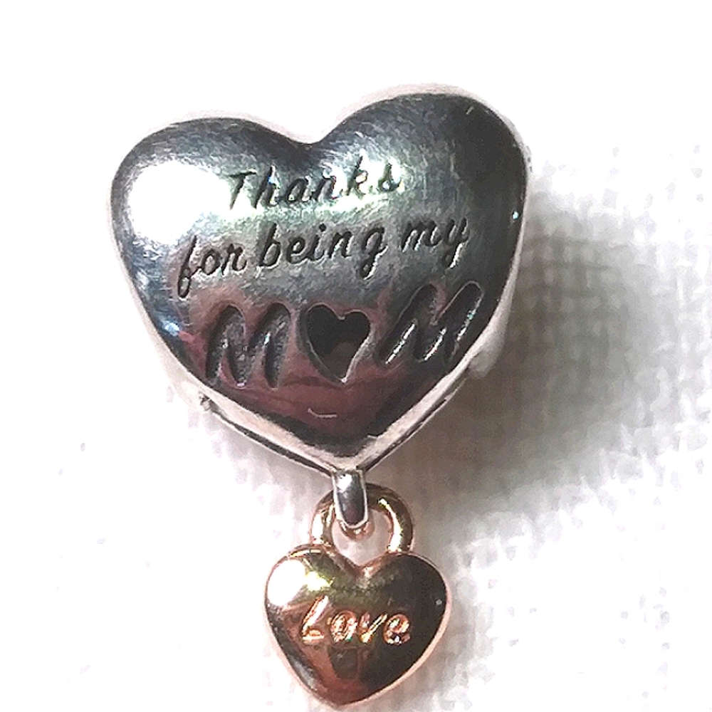 Pandora Sterling Silver and Gold Tone Mom Charm